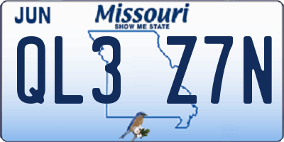 MO license plate QL3Z7N