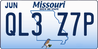 MO license plate QL3Z7P