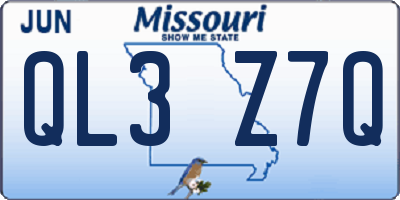 MO license plate QL3Z7Q