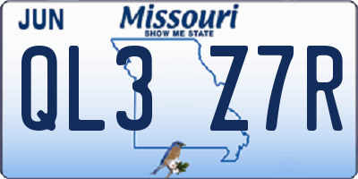 MO license plate QL3Z7R