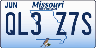 MO license plate QL3Z7S