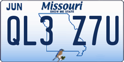 MO license plate QL3Z7U