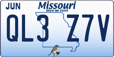 MO license plate QL3Z7V