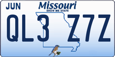 MO license plate QL3Z7Z