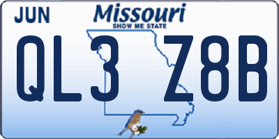MO license plate QL3Z8B