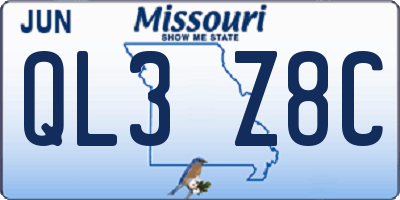 MO license plate QL3Z8C