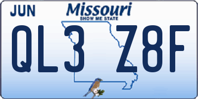 MO license plate QL3Z8F
