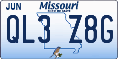 MO license plate QL3Z8G