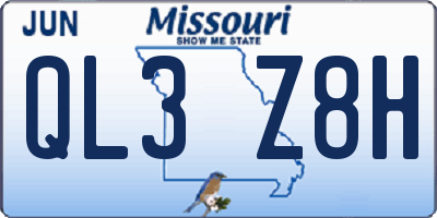 MO license plate QL3Z8H