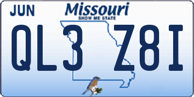 MO license plate QL3Z8I
