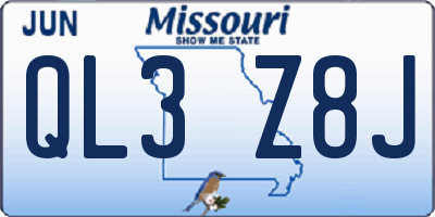 MO license plate QL3Z8J