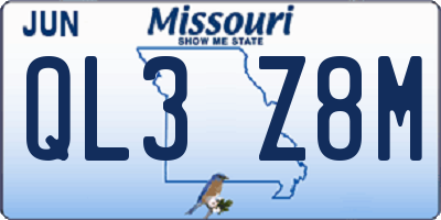 MO license plate QL3Z8M