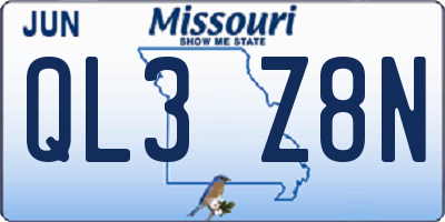 MO license plate QL3Z8N
