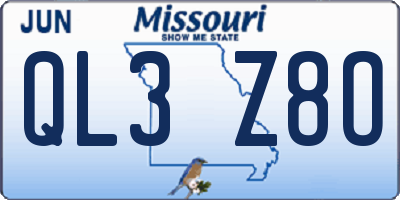 MO license plate QL3Z8O