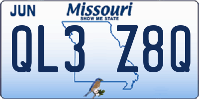MO license plate QL3Z8Q