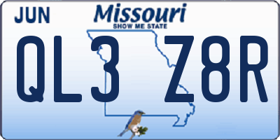MO license plate QL3Z8R