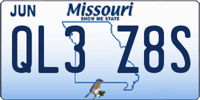 MO license plate QL3Z8S
