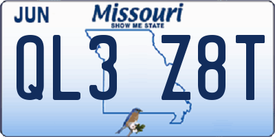 MO license plate QL3Z8T