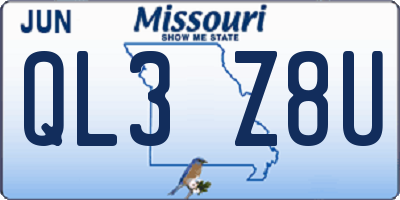 MO license plate QL3Z8U