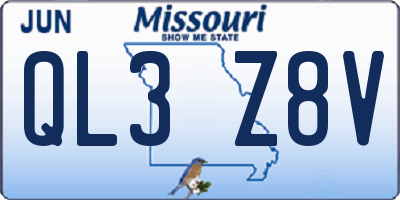MO license plate QL3Z8V