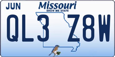 MO license plate QL3Z8W