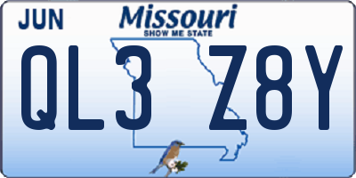 MO license plate QL3Z8Y