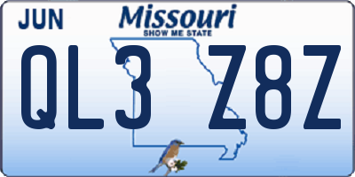 MO license plate QL3Z8Z
