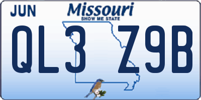 MO license plate QL3Z9B