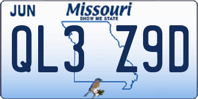 MO license plate QL3Z9D