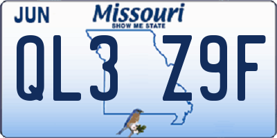 MO license plate QL3Z9F