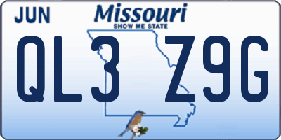 MO license plate QL3Z9G