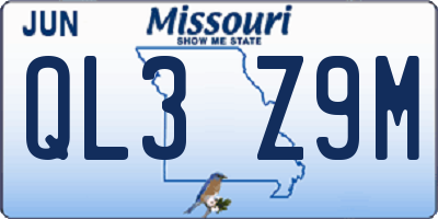 MO license plate QL3Z9M