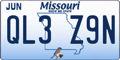 MO license plate QL3Z9N