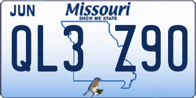 MO license plate QL3Z9O