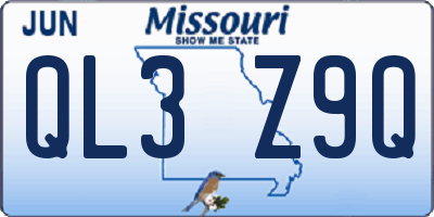 MO license plate QL3Z9Q