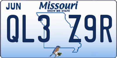 MO license plate QL3Z9R
