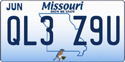 MO license plate QL3Z9U