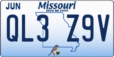 MO license plate QL3Z9V