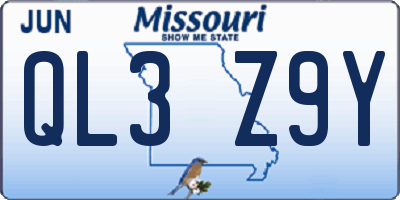 MO license plate QL3Z9Y