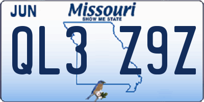 MO license plate QL3Z9Z