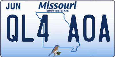 MO license plate QL4A0A