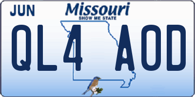 MO license plate QL4A0D