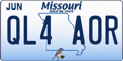 MO license plate QL4A0R