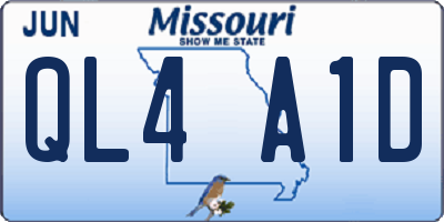 MO license plate QL4A1D