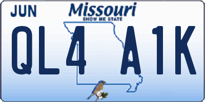 MO license plate QL4A1K