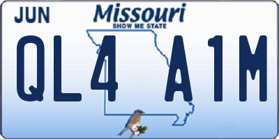 MO license plate QL4A1M