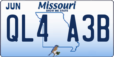 MO license plate QL4A3B