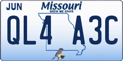 MO license plate QL4A3C