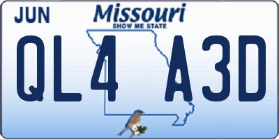 MO license plate QL4A3D
