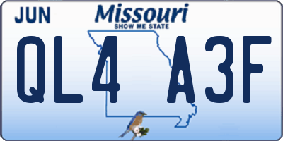 MO license plate QL4A3F